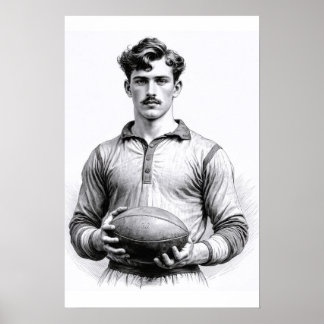 Póster Jugador de Rugby Vintage