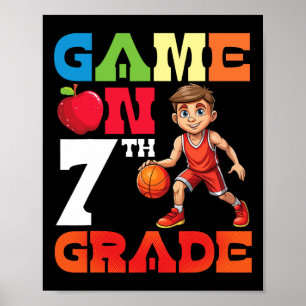 Póster Jugador de Sketll Estudiante Jugando Juego Escolar