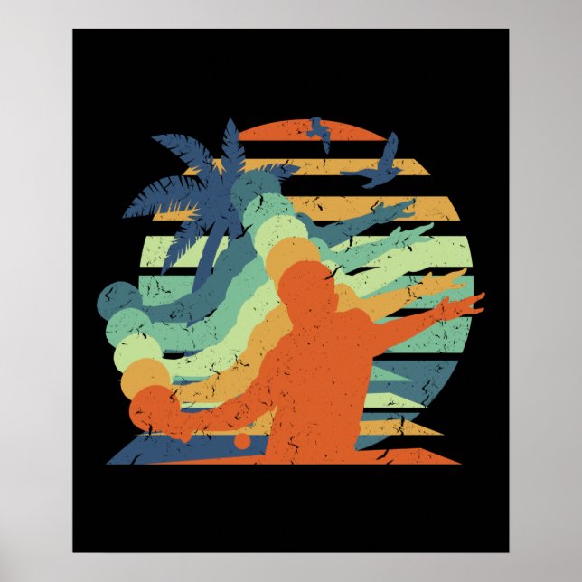 Póster Jugador de tenis de mesa retro Ping Pong Lover (Frente)