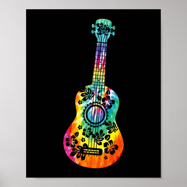 Póster Jugador de Tie Dye Ukulele Músico hawaiano (Frente)