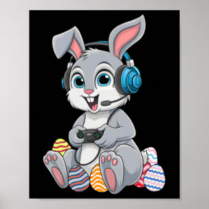 Póster Jugador de video Bunny Egg Gaming Boys Niños Happy