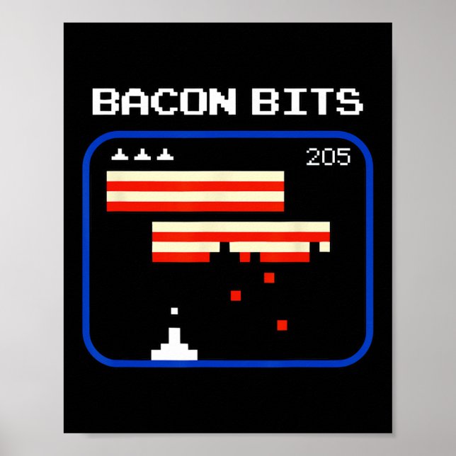 Póster Jugador de videojuegos de 8 bits Bacon Nerd Retro  (Frente)