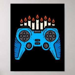 Póster Jugador de videojuegos judíos Hanukkah Chanukah Ho