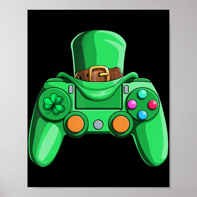Póster Jugador De Videojuegos Niños Sta Patricks Day Gami (Frente)