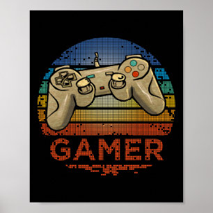 Póster Jugador de videojuegos retro gamer niños niñas ado