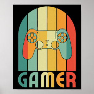 Póster Jugador de videojuegos retro para jugador de juego