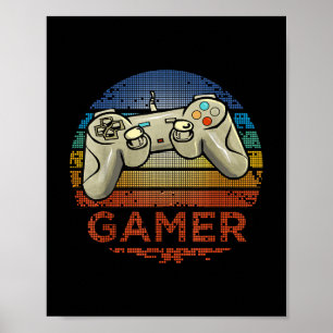 Póster Jugador de videojuegos retro para niños y niñas ad