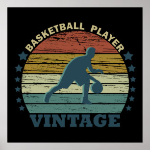 Póster jugador de vintage de basketbal