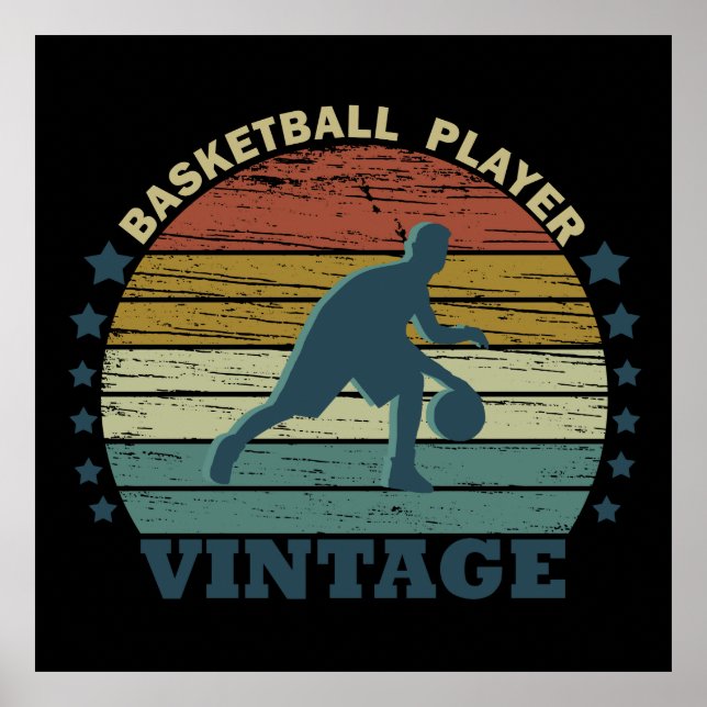 Póster jugador de vintage de basketbal (Frente)