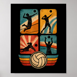 Póster Jugador de Voleibol Divertido Voleibol Ropa Retro