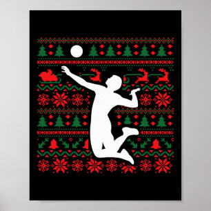 Póster Jugador de voleibol Navidad feo Feliz Navidad X
