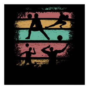 Póster Jugador de Voleibol Retro Vintage