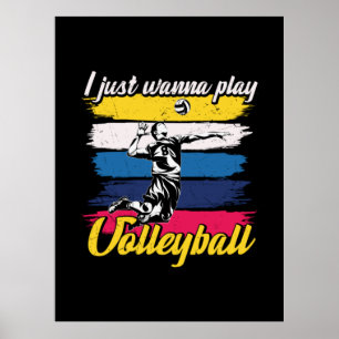 Póster Jugador de voleibol   Solo Quiero Jugar Al Voleibo