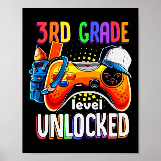 Póster Jugador De Vuelta A La Escuela Gamepad 3er Grado (Frente)