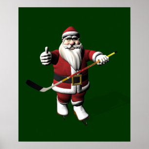 Póster Jugador del hockey sobre hielo de Papá Noel