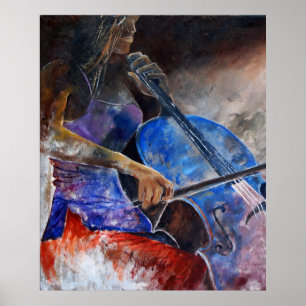 Póster jugador del violoncelo
