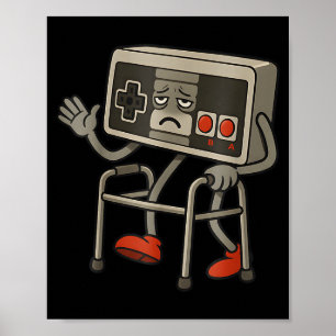 Póster Jugador Divertido Antiguo Juegos Retro 80s 90s Ret