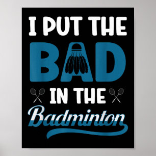 Póster Jugador Divertido de Bádminton Aficionado al Volan
