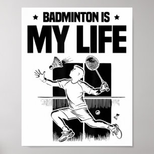 Póster Jugador Divertido de Bádminton Ama Diseño de Volan