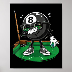 Póster Jugador divertido de billar con dabbing equipo de