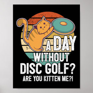 Póster Jugador Divertido de Disc Golf Dice Atrapé Gato Co