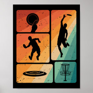 Póster Jugador Divertido de Disc Golf Disco Volador Depor