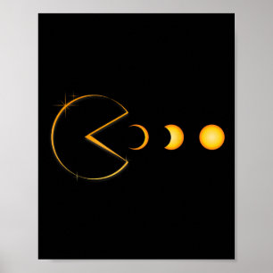 Póster Jugador divertido de eclipse solar total comiendo