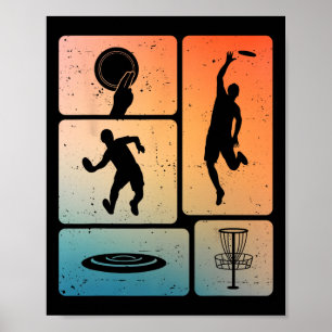 Póster Jugador Divertido de Golf con Disco Disco Volador