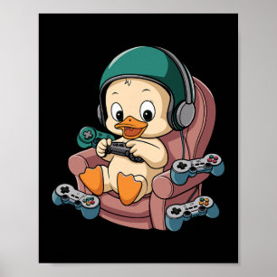 Póster Jugador Enfadado Pato Con Auriculares Y Controlado