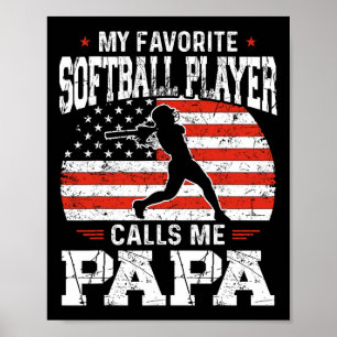 Póster Jugador Favorito de Softbol Me Llama Papa Divertid