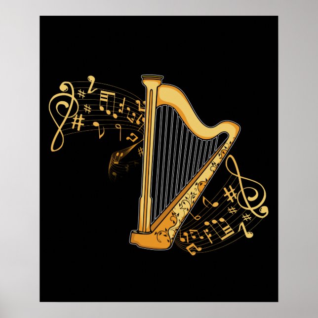 Póster Jugador Harp Regala a Chicas Harpist Women Music H (Frente)