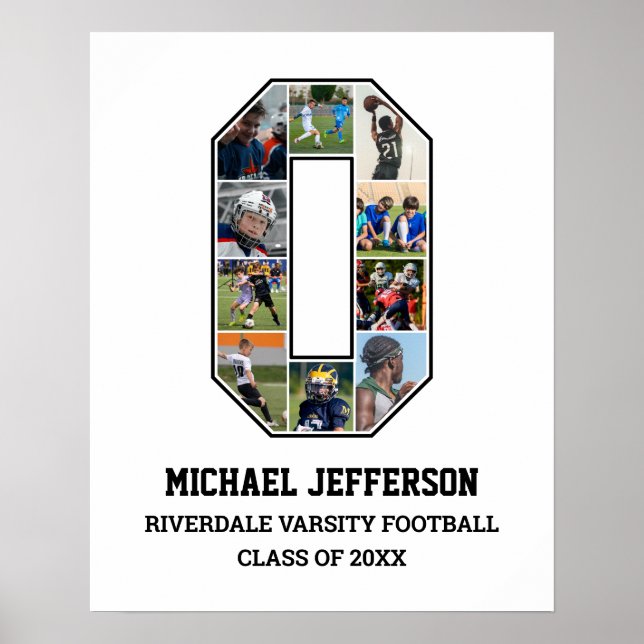 Póster Jugador número 0 Collage de fotos de equipo deport (Frente)