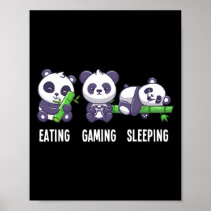 Póster Jugador Panda Comer Juguetes Dormiendo Para Multij
