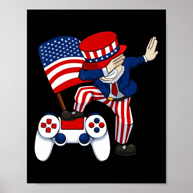 Póster Jugador Patriótico Control De Videojuego 4 De Juli (Frente)