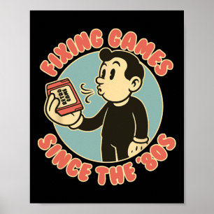 Póster Jugador Retro Controlador Vintage Juegos Hombres M