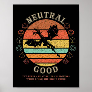 Póster Jugador Retro de Rpg Bueno Neutral Haciendo lo Cor