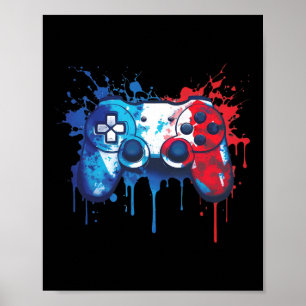 Póster Jugador - Rojo Azul Blanco 4 De Julio Videojuego 1
