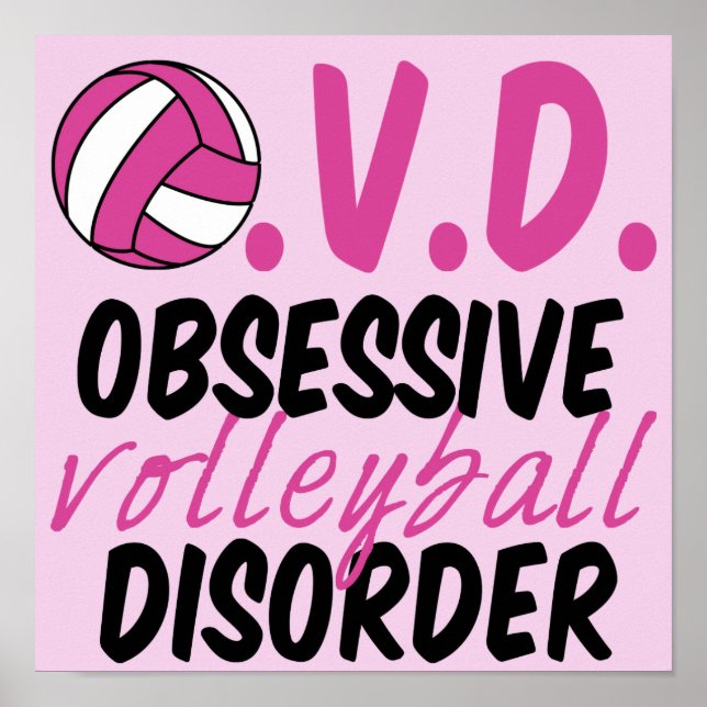Póster Jugador rosa con problemas de voleibol obsesivo (Frente)