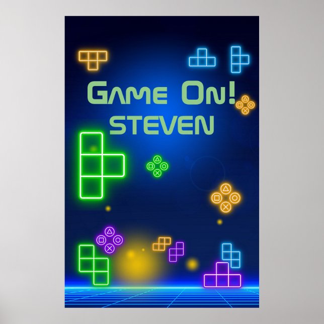 Póster Jugador verde, azul y púrpura de 24" x 36" (Frente)