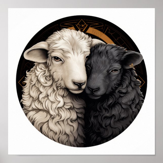 Póster Jugador Yin y Yang Black Sheep Poster - Único T (Frente)