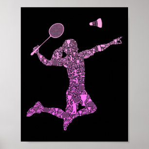 Póster Jugadora de bádminton chicas mujeres lanzadera