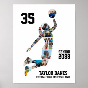 Póster Jugadora de Baloncesto Deportes Colage de Fotos Pe