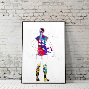 Póster Jugadora de voleibol femenino