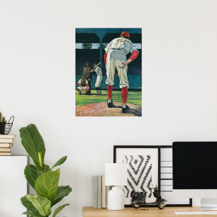 Póster Jugadores de béisbol deportivo vintage lanzador en