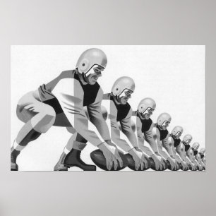 Póster Jugadores de fútbol americano vintage, mariscal de