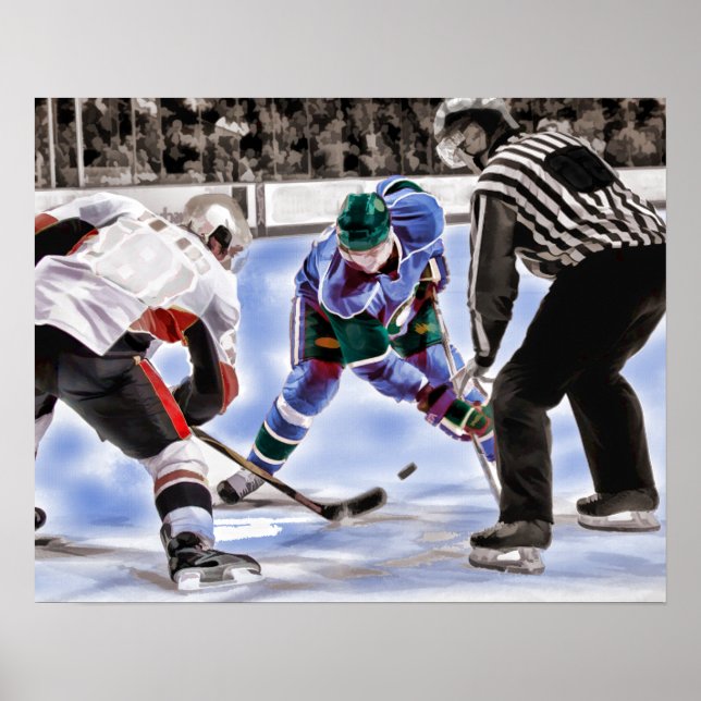 Póster Jugadores de hockey y árbitro se enfrentan (Frente)