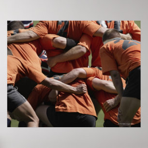 Póster Jugadores masculinos del rugbi en el melé, vista