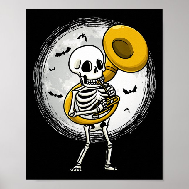 Póster Jugando a la banda de Halloween de Sousaphone Tuba (Frente)