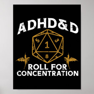 Póster Jugando adhd y d divertido jugador hombres niños j