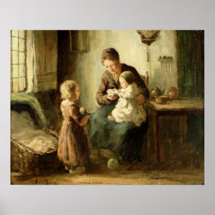 Póster Jugando con el bebé, siglo XIX